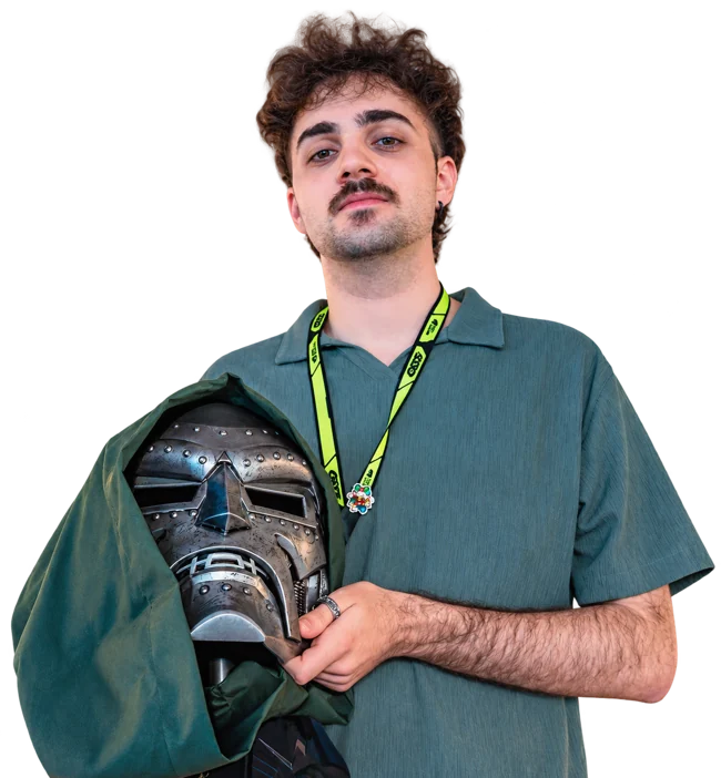 Fotografía con el trofeo de Doctor Doom